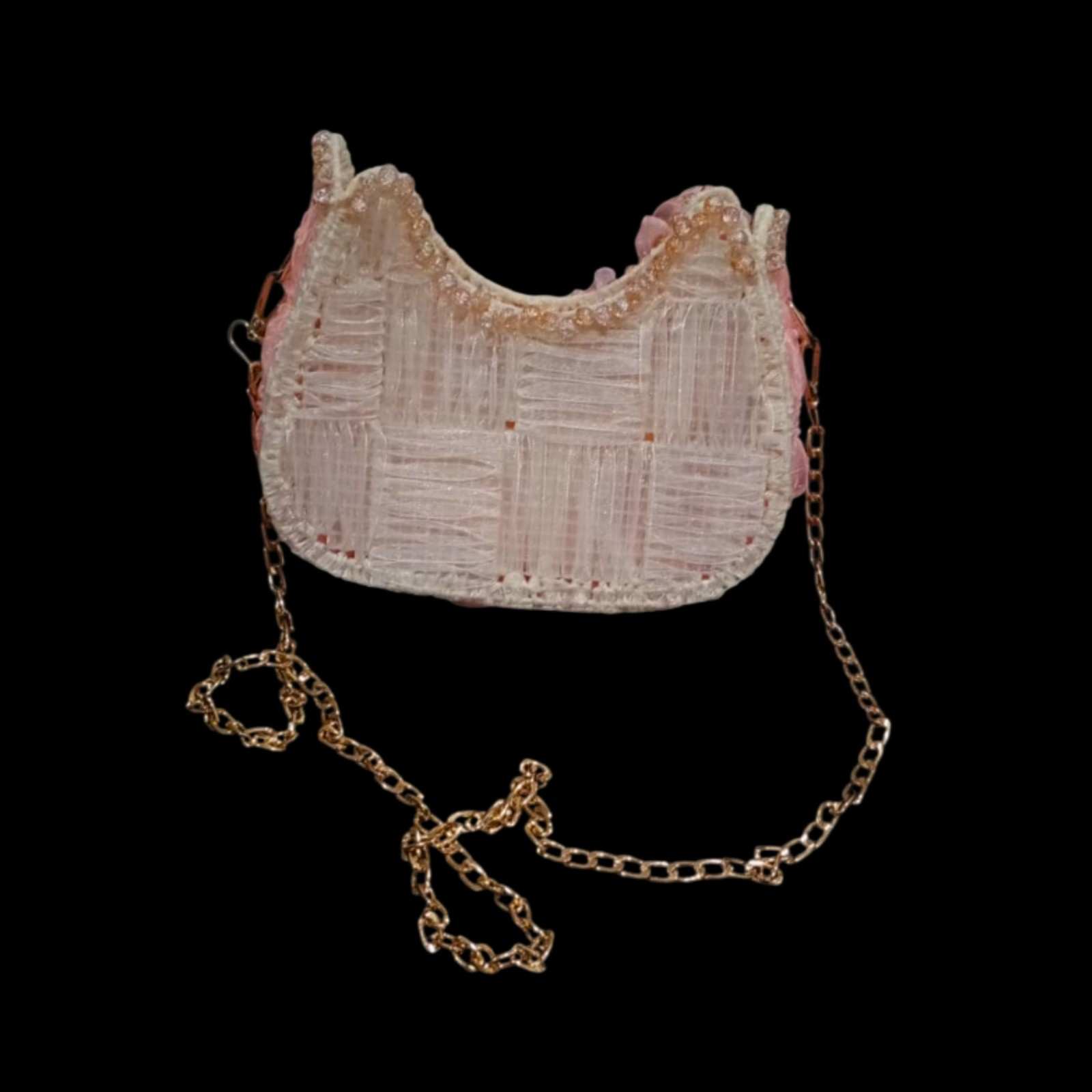 party wear organza purse with embellishments