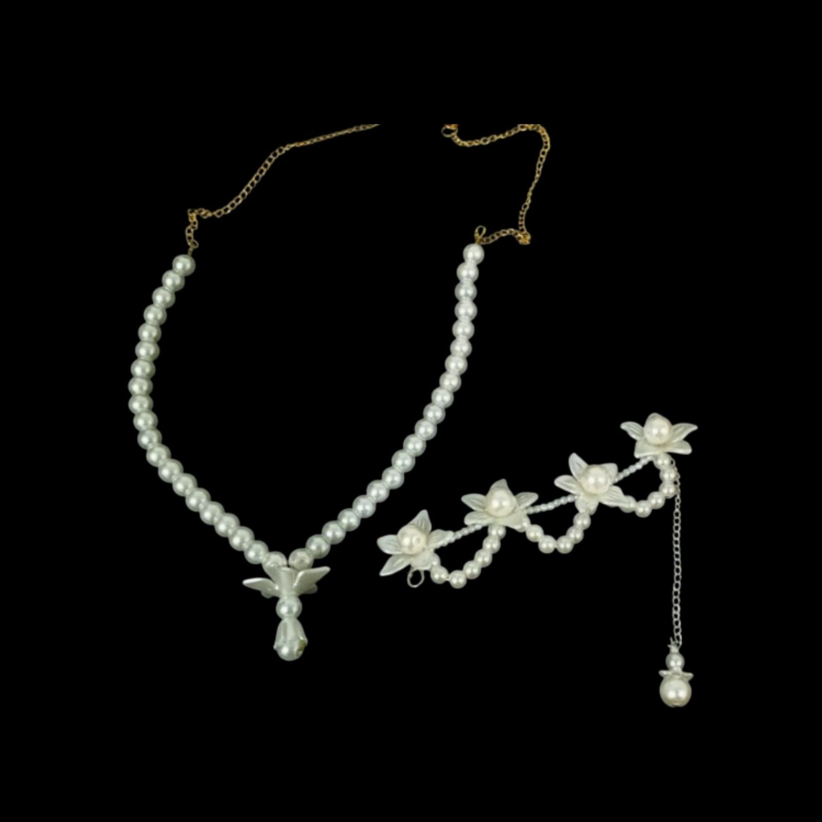 Graceful Pearl Floral Jewelry Set