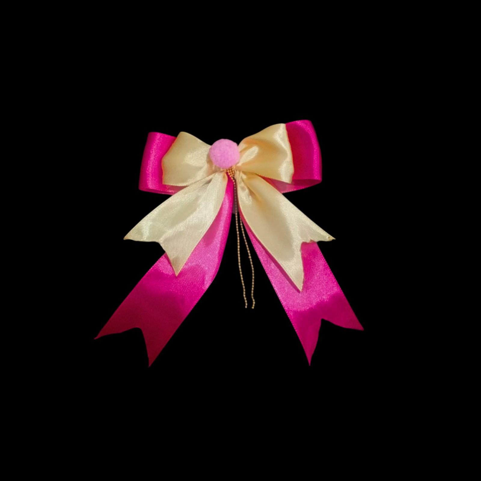 Charming Ribbon Bow with Pom-Poms