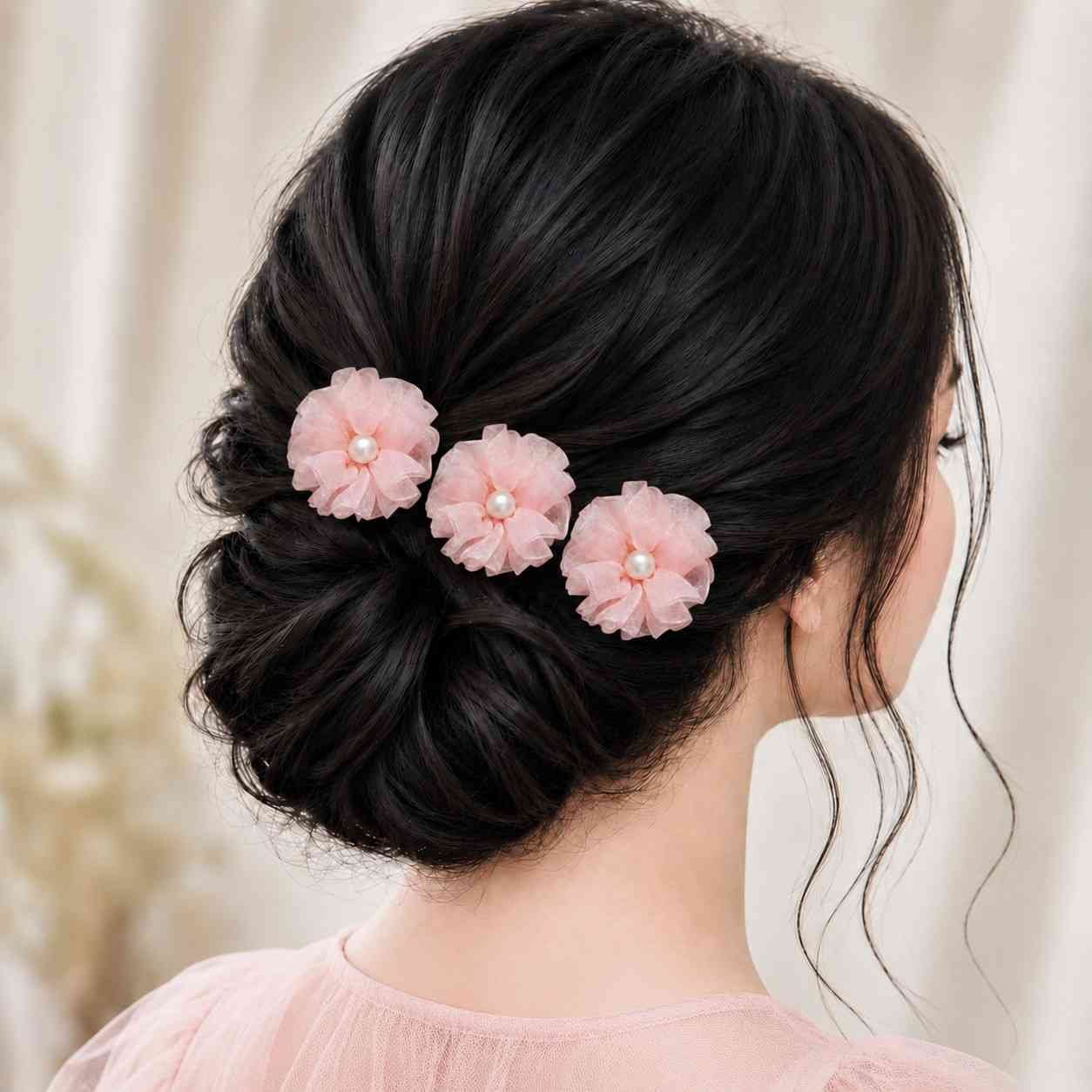 Elegant Organza Flower Hair Pins
