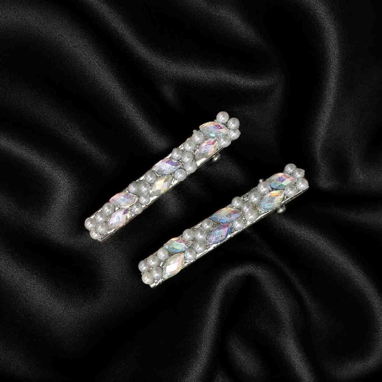 Stylish Hair Pins with Pearl and Shimmering Beads