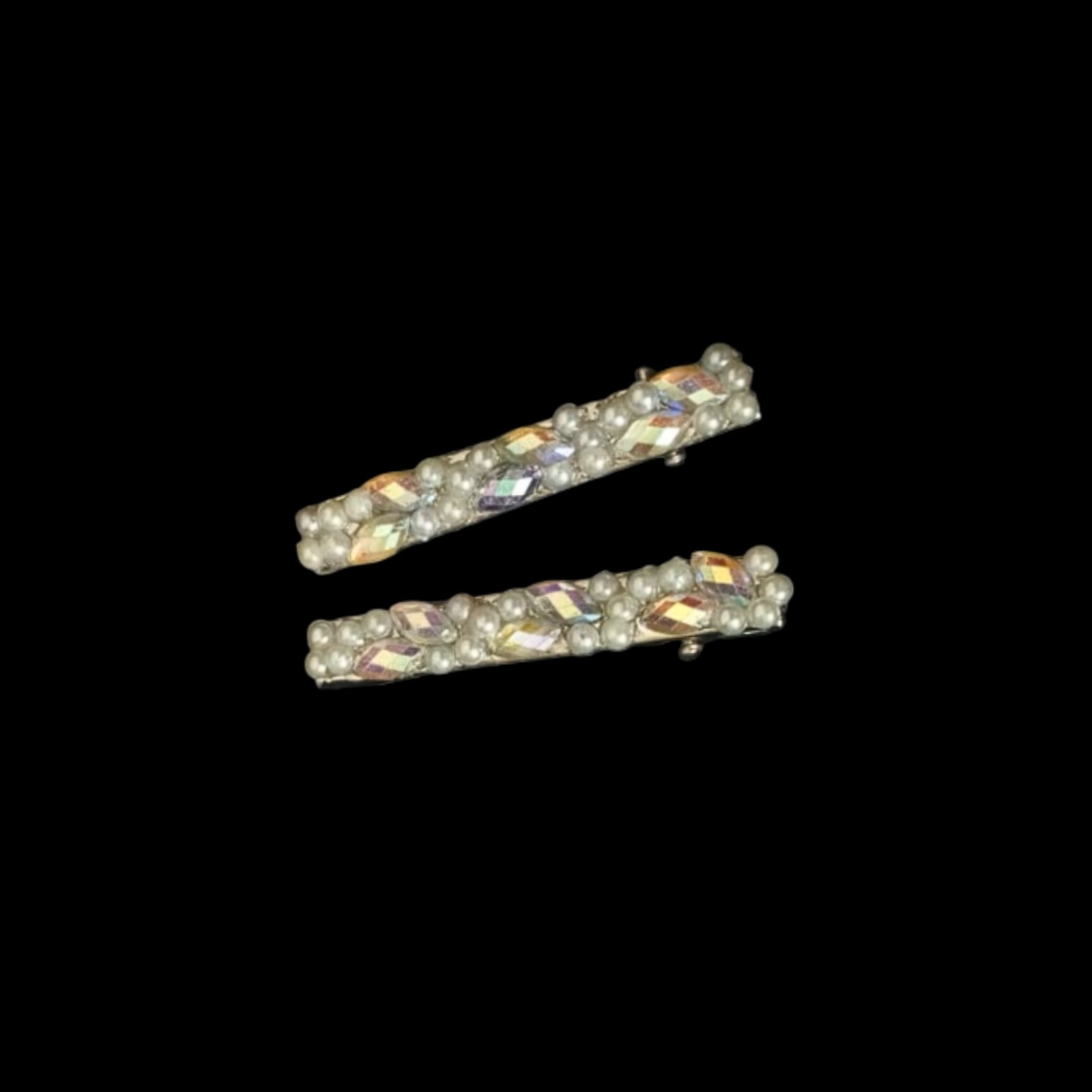 Stylish hair pins with colorful beads and pearl accents