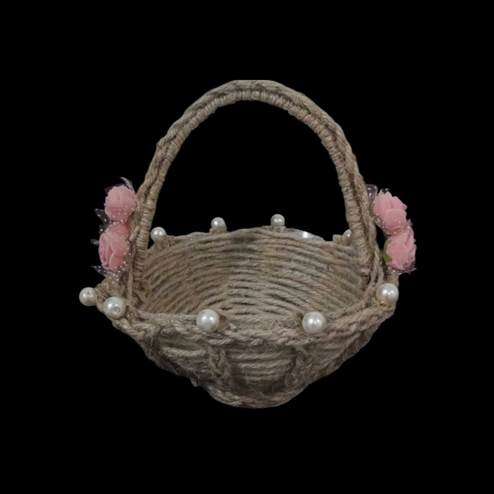 Elegant Basket with Floral and Pearl Accents