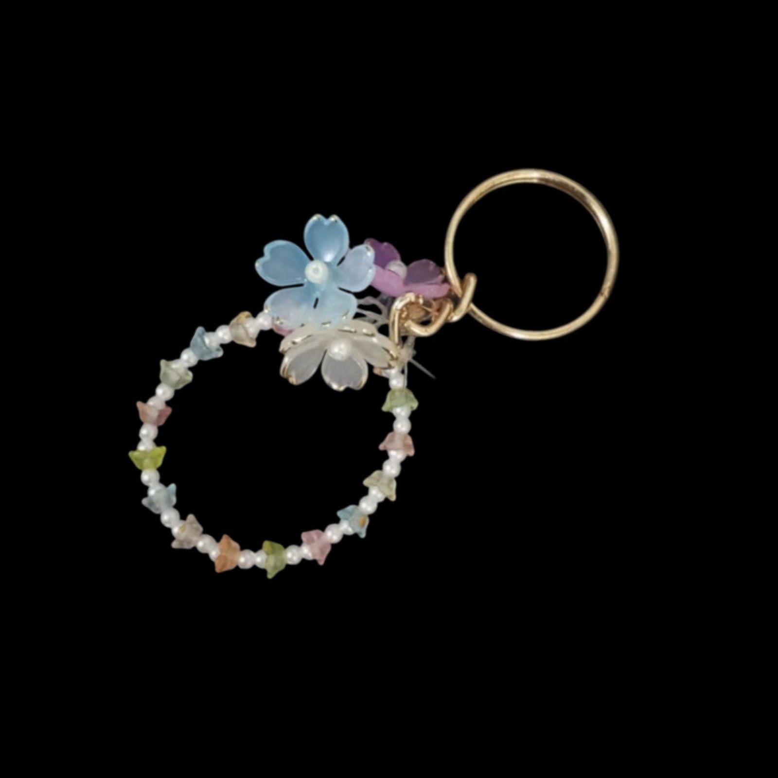 Floral Pearl-Embellished Keychain