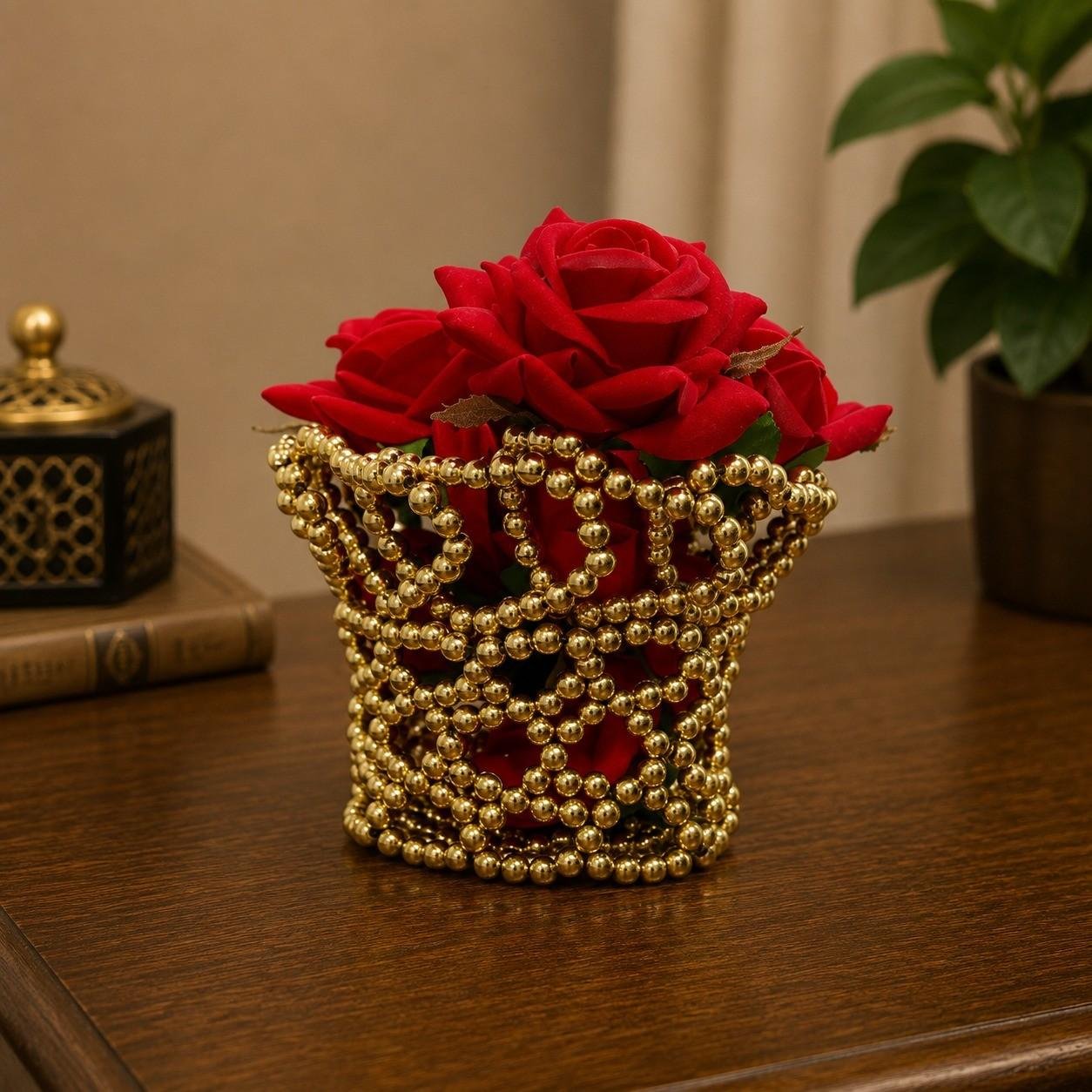 Luxury Gold Beaded Rose Arrangement